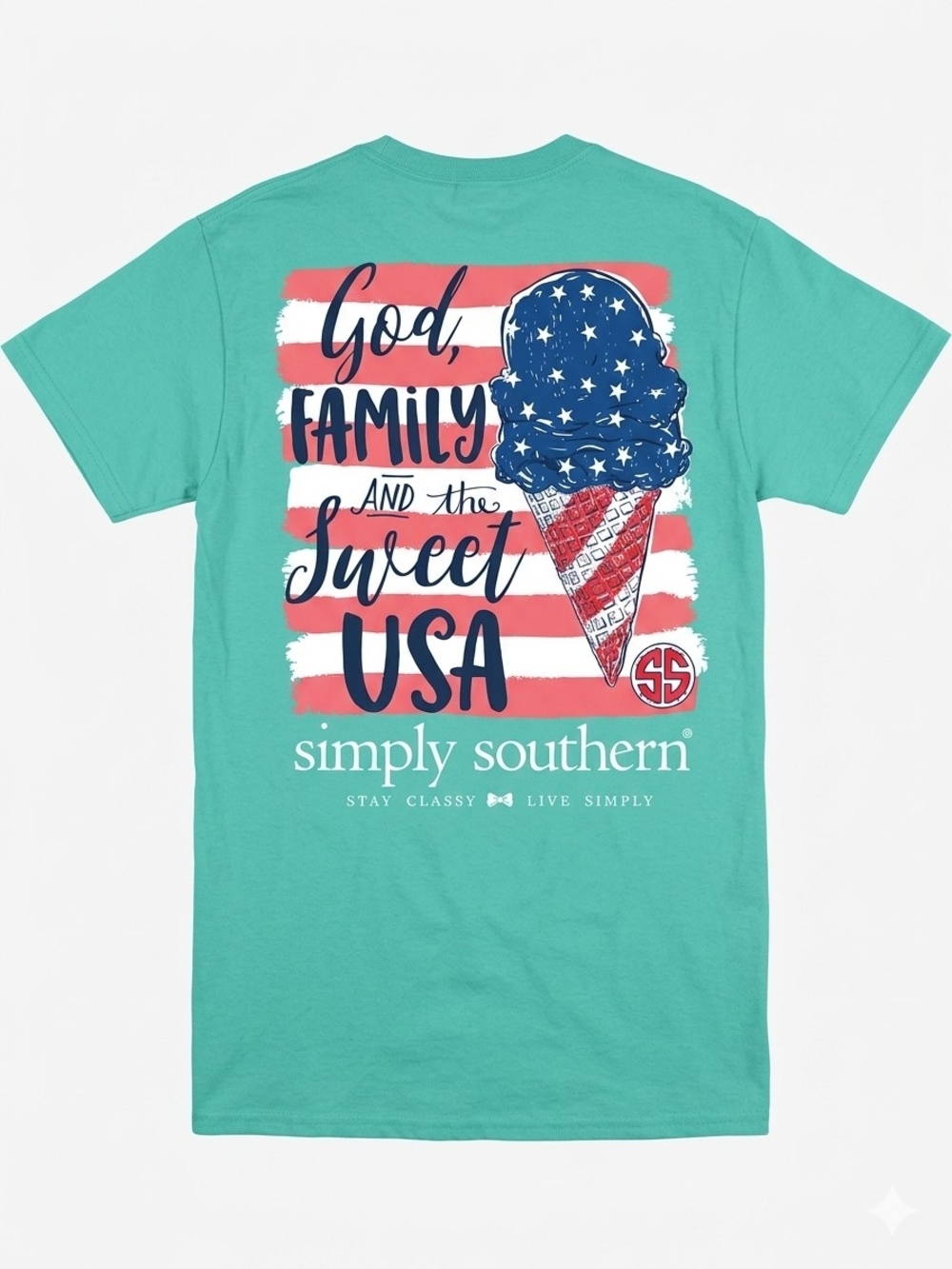 Simply Southern Teal Patriotic Ice Cream Graphic Tee